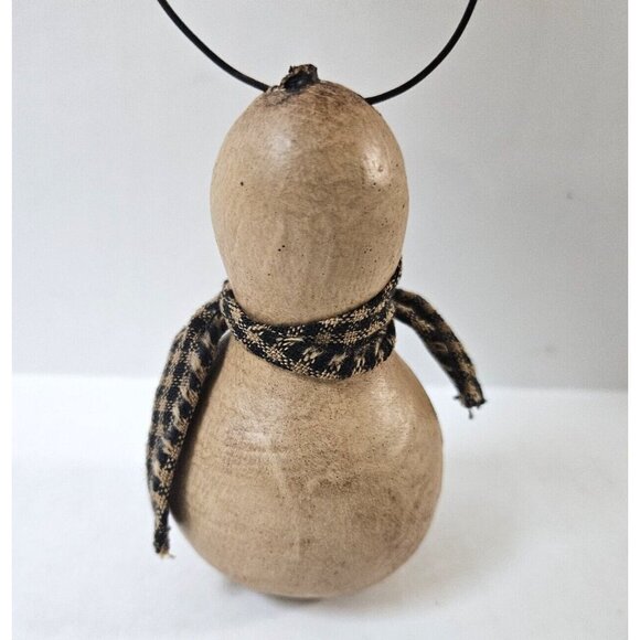 Snowman Gourd Ornament Hand Painted Folk Art Primitive Christmas Decor - Picture 6 of 8
